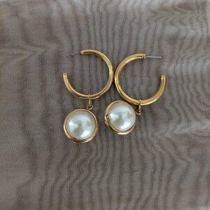Golda Large Pearl Earring Hoops